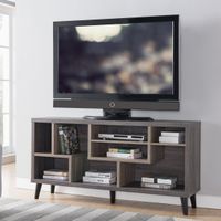 Kone Mid-Century Modern Grey 60-inch Wood 8-Shelf TV Console by Furniture of America - Distressed Grey/Light Oak