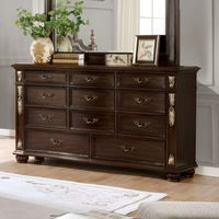 Urex Traditional Brown Cherry 56-inch Wide 11-Drawer Solid Wood Dresser by Furniture of America - Brown Cherry