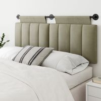 Nathan James Remi Wall Mount Tufted Headboard with Adjustable Straps and Black Metal Rail - Fog/Black - Queen