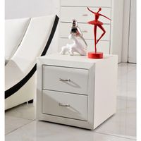 Riley White Faux Leather Modern Night Stand - Riley White Modern Night Stand