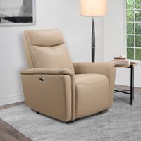 Eliza Top Grain Leather Power Recliner - Taupe
