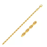2.75mm 10k Yellow Gold Solid Diamond Cut Rope Bracelet (7 Inch)