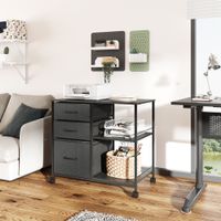 3 drawer mobile filing cabinet with open storage shelf - Black - Legal