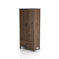 DH BASIC Rustic Distressed Walnut Double-doors Wardrobe Closet with 1-Drawer by Denhour - Distressed Walnut