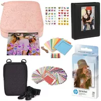HP - Sprocket Portable Photo Printer Gift Bundle with 2"x3" Zink Photo Paper, Deluxe Case, Album & More! - Pink