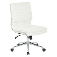 Armless Mid Back Professional Managers Faux Leather Chair with Chrome Base - White