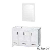 Wyndham Collection Sheffield 3-hole Faucet White Wood 48-inch Single Vanity - White 48'', no top, 24" mir.