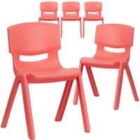 5 Pack Plastic Stackable School Chair with 13.25"H Seat - K-2 School Chair - Red