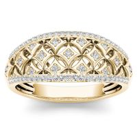 De Couer 10k Yellow Gold 1/5ct TDW Diamond Fashion Ring - 7.5
