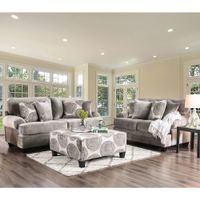 Jeta Transitional Microfiber Padded 2-Piece Living Room Set by Furniture of America - Grey