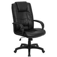 Leather High Back Black Executive Office Chair - Black