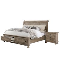 Nahkohe Transitional Grey Wood 2-Piece Storage Sleigh Bedroom Set with USB Port by Furniture of America - Queen