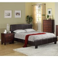 Furniture of America Geriza Modern Espresso Padded Leatherette Platform Bed - Full