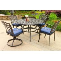 Deer Lake 5-piece Outdoor Aluminum Dining Set with Cushions by Havenside Home - Blue