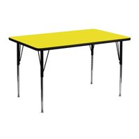 24''W x 48''L Rectangular HP Laminate Activity Table - Adjustable Legs - Yellow