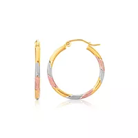 14k Tri Color Textured Hoop Earrings (1i...