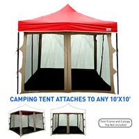 EasyGoProducts Screen Room attaches to Any 10'x10' Pop Up Screen Tent Room – 4 Walls, Mesh Ceiling, PVC Floor, Two Doors, Four Windows – Standing Tent – Tent Room - Tent Frame and Canopy NOT Included