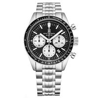 Revue Thommen Men's 'Aviator' Black Dial Stainless Steel Chronograph Automatic Watch - Silver