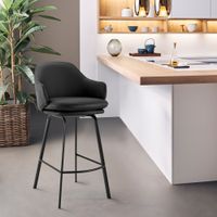 Brigden Faux Leather and Metal Swivel Bar Stool - Black & Black - Bar height