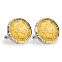 American Coin Treasures Gold-Plated Silver Barber Dime Sterling Silver Cuff Links - Coin Cuff Links