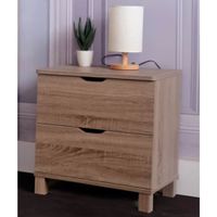 Urbane Brown Finish Nightstand With 2 Drawers On Metal Glides. - Brown - 2-drawer