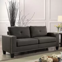 Transitional Fabric Tufted Sofa in Gray