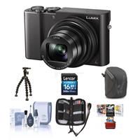 Panasonic Lumix DMC-ZS100 Digital Camera, 20.1MP, Black - Bundle with 16GB Class 10 SDHC Card, Camera Case, Cleaning Kit, Memory Wallet, Sunpak FlexPod Pro, MAC Software Package