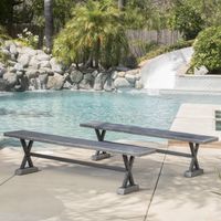 Belmond Outdoor Dining Bench (Set of 2) by Christopher Knight Home - Grey