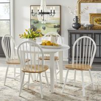 Simple Living Rollo Solid Wood 5-piece Drop-Leaf Dining Set - White