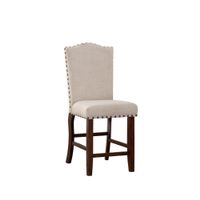 Rubber Wood High chair With Studded Trim, Cream & Cherry Brown, Set of 2 - Cream