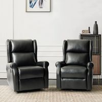 Baksoho Contemporary Leather Swivel Nursery Chair with Metal Base  Set of 2 by HULALA HOME - BLACK