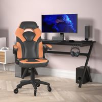 Office Gaming Chair with Skater Wheels & Flip Up Arms - LeatherSoft - Orange