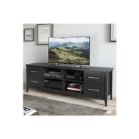 CorLiving - Jackson Wooden Extra Wide TV Stand  for TVs up to 85" - Black Wood Grain