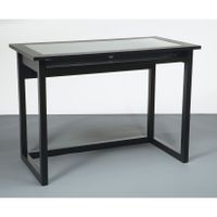 Meridian Tempered Glass Top Computer Desk - Glossy - Black