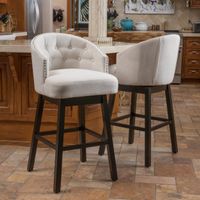 Ogden 29-inch Fabric Swivel Backed Barstool (Set of 2) by Christopher Knight Home - Beige