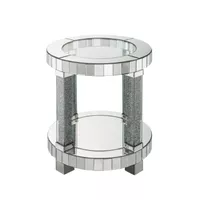 ACME Noralie End Table, Mirrored, Faux Diamonds
