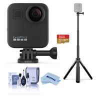 GoPro MAX 360 Action Camera - Bundle With 32GB MicroSDHC Card, GoPro Grip + Tripod for MAX Action Camera, Cleaning Kit, Microfiber Cloth