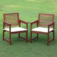 Furinno Tioman Series Tan Teak Hardwood Outdoor Armchairs with Cushion (Set of 2) - Teak