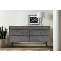 Makena 6 Drawer Dresser in Grey Acacia Wood - 6-drawer - Tundra Grey