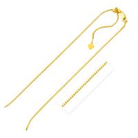 Sterling Silver Yellow Finish 1.4mm Adjustable Box Chain (22 Inch)