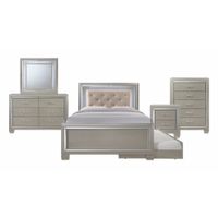 Silver Orchid Odette Glamour Youth Full Platform w/ Trundle 5-piece Bedroom Set - Champagne - Full