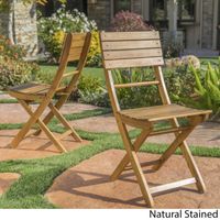 Positano Outdoor Acacia Wood Folding Dining Chair (Set of 2) by Christopher Knight Home - Brown