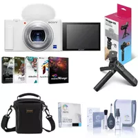 Sony ZV-1 Compact 4K HD Digital Camera, White Bundle with Sony Shooting Grip/Tripod, 64GB UHS-II SD Card, Bag, Corel PC Software Suite, Screen Protector, Cleaning Kit