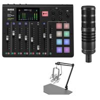 Rode RODECaster Pro Integrated Podcast Production Console Bundle with H&A AC50 Cardioid Broadcast Microphone & Broadcast Arm