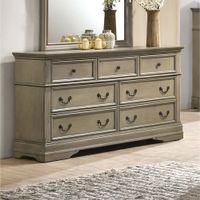 Aalia Transitional Warm Grey 56-inch Wide 7-Drawer Wood Dresser by Furniture of America - Grey - 7-drawer