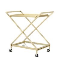 Christopher Knight Home Ishtar Outdoor Powder Coated Iron and Glass Bar Cart, Gold