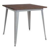 Industrial Steel and Wood Compact Square Dining Table - 31.5"W x 31.5"D x 30.5"H - Silver