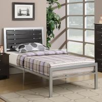 Chic Wooden Full Bed With Black Wood Panel Headboard, Silver - Full