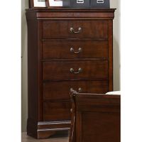 5 Drawer Wooden Chest With Metal Hardware, Cherry Brown - Brown