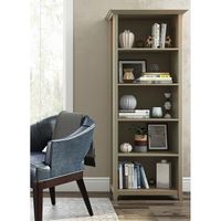 WYNDENHALL Halifax Solid Wood Transitional 5-shelf Bookcase - 30"w x 14"d x 70" h - Distressed Grey
